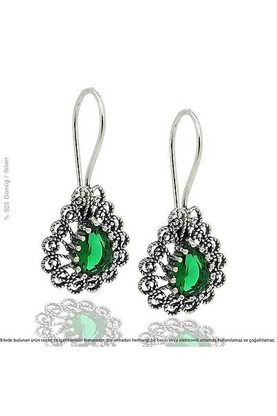 925 Ayar Damla Motifli Ye�im Ta�l� Oksitli Telkari G�m�� Bayan ��l� Set Stok Kodu:20174136