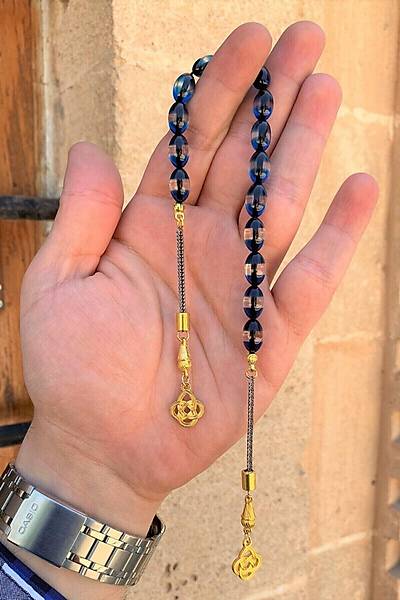 Erkek Mavi S�rmeli Toz Pres Zaza Tesbih Dgn1197