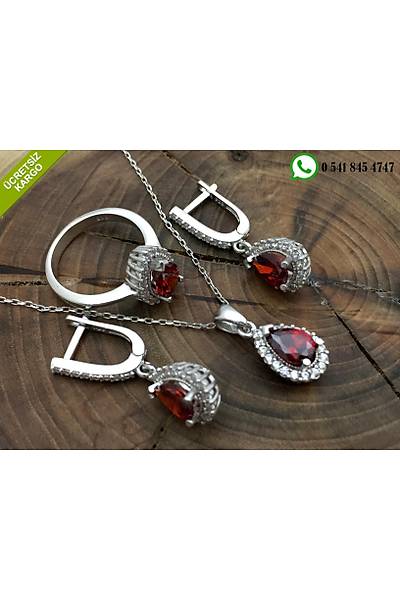 Yakut Ve Zirkon Tal Damla Model Gm Bayan l Set Stok Kodu:20173064