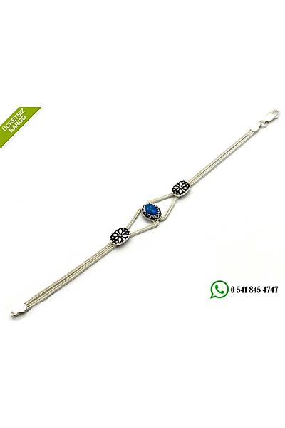925 Ayar Fir�ze Ta�l� El ��i Midyat Has�r� G�m�� Bayan Bileklik Stok Kodu:2018753