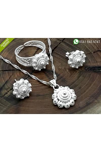 925 Ayar Bereket Model El ��i Telkari G�m�� ��l� Set Stok Kodu:2018785