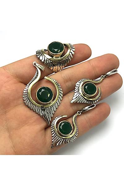 925 Ayar Gm zel Kra Tasarm Zmrt Tal El i Otantik l Set Stok Kodu:2019521