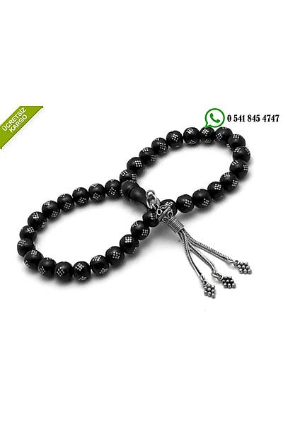 925 Ayar G�m�� P�sk�ll� G�m�� ��lemeli G�rcistan Oltu Ta�� Tesbih Stok Kodu:2018208