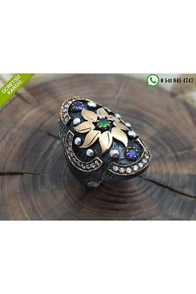 Safir ve Zmrt Tal Otantik Gm Bayan Yzk Stok Kodu: 2017300