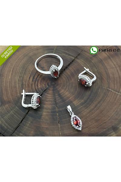 Krmz Zirkon Tal Gm Bayan l Set Stok Kodu:20171349