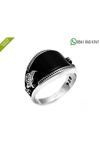 925 Ayar Gm Oniks Tal Osmanl Tural Tasarm Erkek Yzk Stok Kodu:20181403