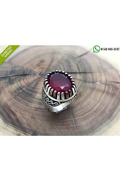 Yakut Ta�l� 925 Ayar G�m�� Erkek Y�z�k Stok Kodu: 20171987