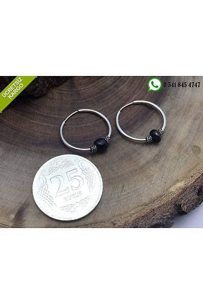 Siyah Tal Kk Boy 925 Ayar Gm Bayan Halka Kpe Stok Kodu:201773