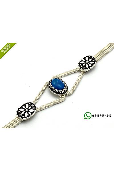 925 Ayar Fir�ze Ta�l� El ��i Midyat Has�r� G�m�� Bayan Bileklik Stok Kodu:2018753