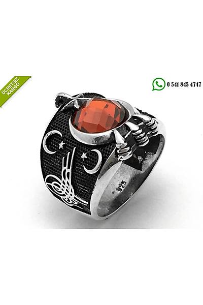 925 Ayar Gm Zirkon Tal Kartal Penesi zel Tasarml Erkek Yzk Stok Kodu:20174497
