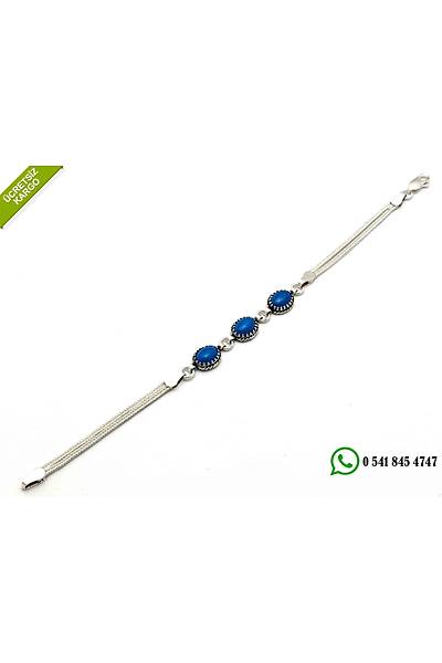 925 Ayar �zel Tasar�m Fir�ze Ta�l� El ��i Midyat Has�r� G�m�� Bayan Bileklik Stok Kodu:2018694