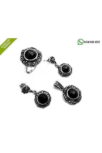 Siyah Zirkon ve Markazit Tal Gm Bayan l Set Stok Kodu: 20160601