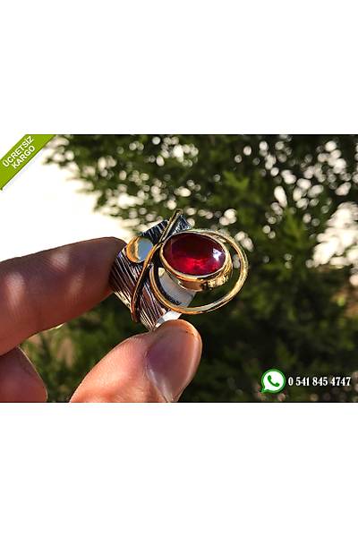 925 Ayar Gm Yakut Tal zel Tasarm El i Otantik Yzk Stok Kodu:2019728