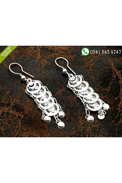 925 Ayar G�m�� Bal�k S�rt� Tasar�m El ��i Telkari Bayan K�pe Stok Kodu:2018839