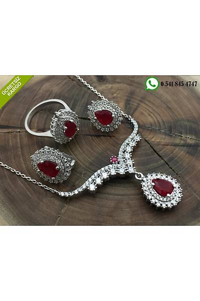 Yakut Ve Zirkon Tal Damla Model Gm Bayan l Set Stok Kodu:20173069