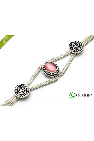 925 Ayar Sedef Ta�l� El ��i Midyat Has�r� G�m�� Bayan Bileklik Stok Kodu:2018758