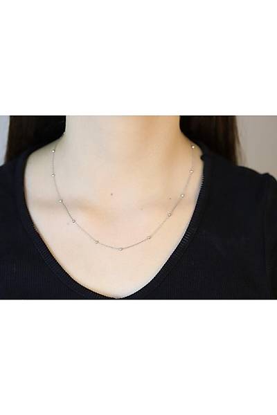 Kadn Gm 45 Cm Rodyumlu Top Top Zincir Dgn20489