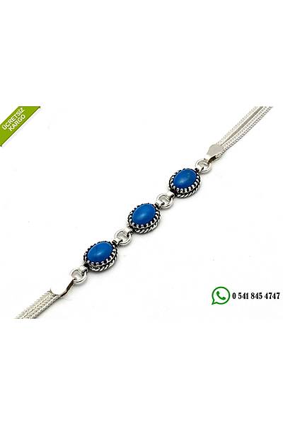 925 Ayar �zel Tasar�m Fir�ze Ta�l� El ��i Midyat Has�r� G�m�� Bayan Bileklik Stok Kodu:2018694