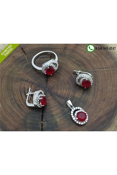 Krmz Zirkon Tal Gm Bayan l Set Stok Kodu:20171362