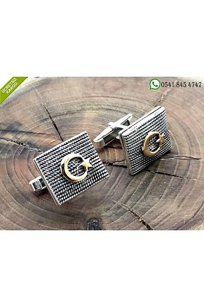 925 Ayar G�m�� Ayy�ld�z Model Oksitli Telkari El ��i Erkek Kol D��mesi Stok Kodu:2018924