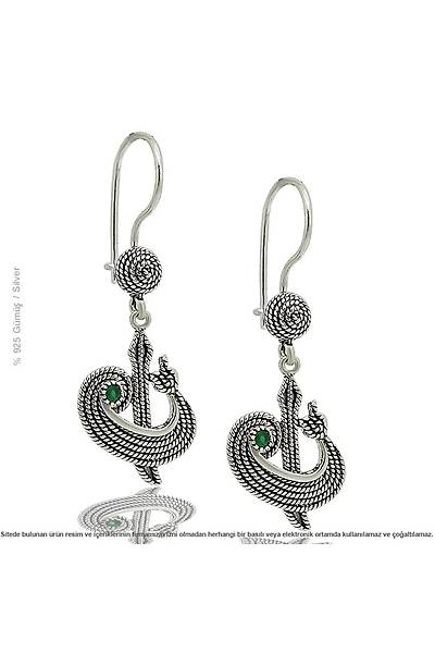 925 Ayar G�m�� Elif Vav Harfli Telkari Bayan K�pe Stok Kodu:20173839