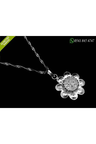 Latin �i�ek Model 925 Ayar G�m�� Telkari Bayan Kolye Stok Kodu:20171587