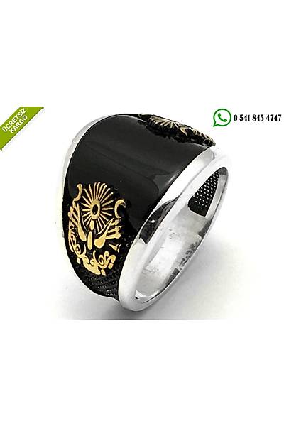 925 Ayar Gm Oniks Tal Osmanl Sancakl Model Erkek Yzk Stok Kodu:20174478