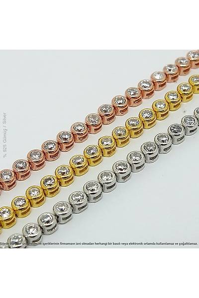 925 Ayar G�m�� Rose Kaplama Su Yolu Model Bayan Bileklik Stok Kodu:20173574