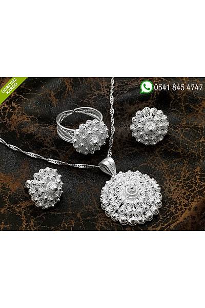 925 Ayar Bereket Model El ��i Midyat Telkari G�m�� ��l� Set Stok Kodu:2018848