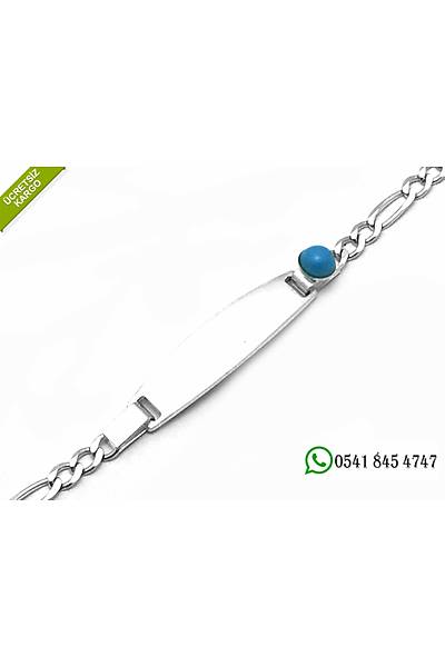 925 Ayar Gm Mavi Tal zel Tasarm sim Yazlabilir ocuk Bileklik Stok Kodu:2018863
