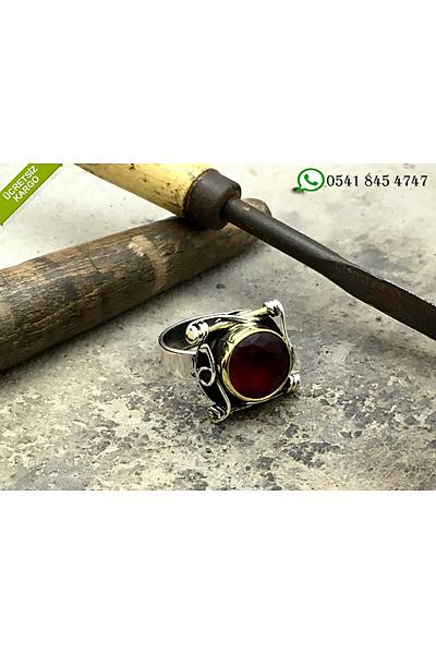 925 Ayar Kök Yakut Taşlı Gümüş El Dövmesi Otantik Bayan Yüzük Stok Kodu:2018945