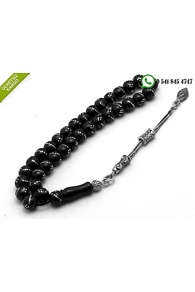 925 Ayar G�m�� P�sk�ll� G�m�� ��lemeli G�rcistan Oltu Ta�� Tesbih Stok Kodu:2018203