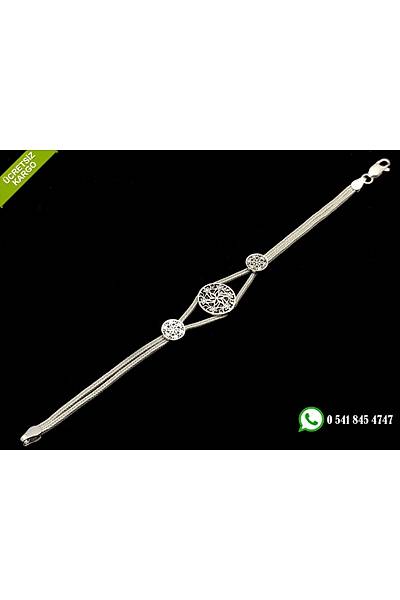 925 Ayar �i�ek Tasar�m El ��i Midyat Has�r� G�m�� Bayan Bileklik Stok Kodu:2018735