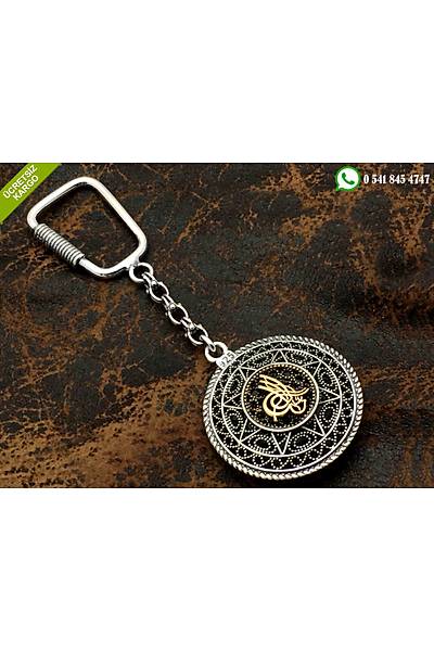 925 Ayar Osmanl� Tu�ral� Oksitli Telkari G�m�� Anahtarl�k Stok Kodu:2018642