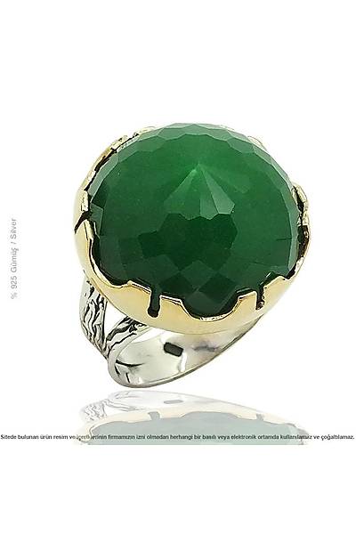 925 Ayar G�m�� K�k Z�mr�t Ta�l� Otantik Bayan ��l� Set Stok Kodu:20174057