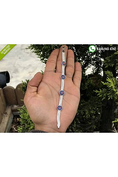 925 Ayar Gümüş Özel Tasarım El İşi Mineli Midyat Hasırı Bileklik Stok Kodu:2019475