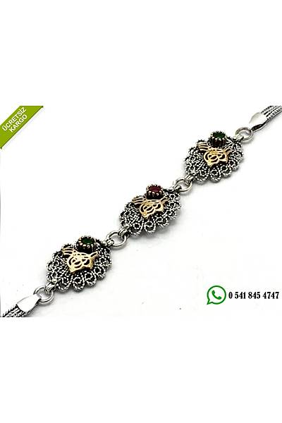 925 Ayar G�m�� Osmanl� Tu�ral� Oksitli Telkari Bayan Bileklik Stok Kodu: 20174642