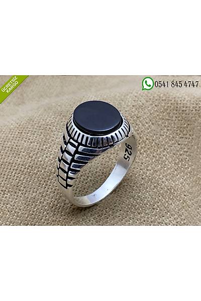 925 Ayar Gm Oniks Tal Zarif Tasarm Erkek Yzk Stok Kodu:20181407