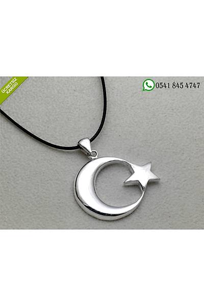 925 Ayar Gümüş Özel Ayyıldız Tasarım Erkek Kolye Stok Kodu:20181060