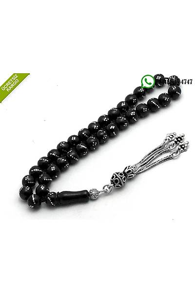 925 Ayar G�m�� P�sk�ll� G�m�� ��lemeli G�rcistan Oltu Ta�� Tesbih Stok Kodu:2018206