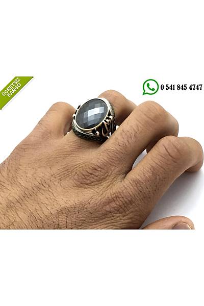 925 Ayar Siyah Zirkon Tal zel Elif Vav Tasarml Gm Erkek Yzk Stok Kodu:2018280
