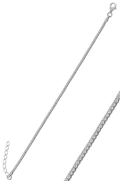 Gümüş Rodajlı Pırlanta Modeli Zirkon Taşlı Su Yolu Biklik Dgn21391