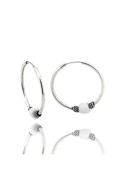 Kad�n G�m�� 18mm Beyaz Ta�l� Halka K�pe Dgn20339