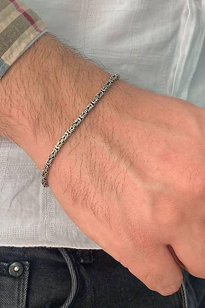 925 Ayar G�m�� 3 Mm 19 cm Kral Erkek Bileklik Dgn20493