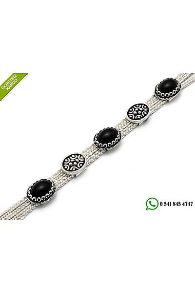 925 Ayar zel Tasarm Oniks Tal El i Midyat Hasr Gm Bayan Bileklik Stok Kodu:2018685