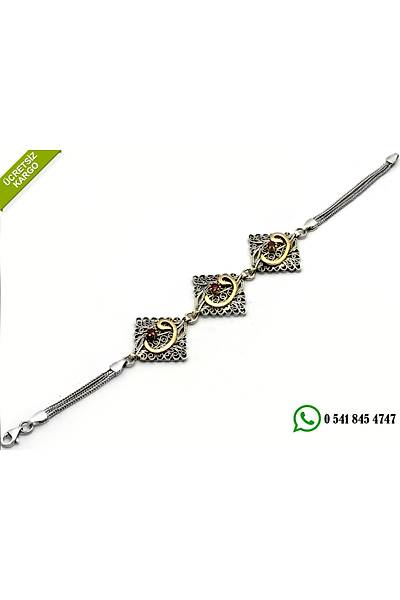 925 Ayar G�m�� Vav Harfli Oksitli Telkari Bayan Bileklik Stok Kodu: 20174645