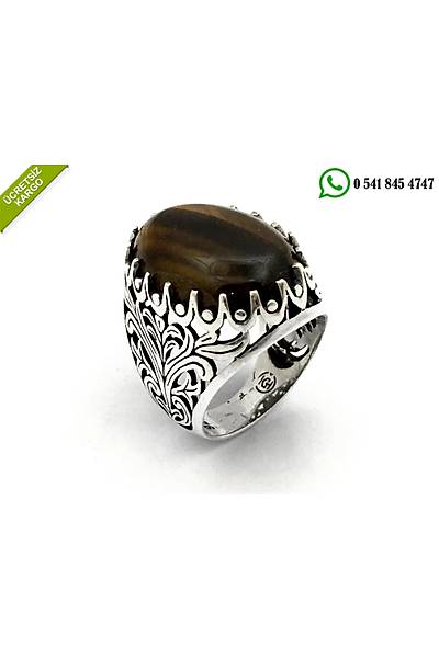 925 Ayar Gm zel lemeli Kaplan Gz Tal Erkek Yzk Stok Kodu:20174392