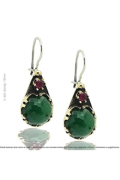 925 Ayar G�m�� K�k Z�mr�t Ta�l� Otantik Bayan ��l� Set Stok Kodu:20174057