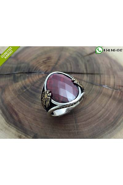 ift Bal Seluklu Kartal Krmz Zirkon Tal 925 Ayar Gm Erkek Yzk Stok Kodu: 20171969