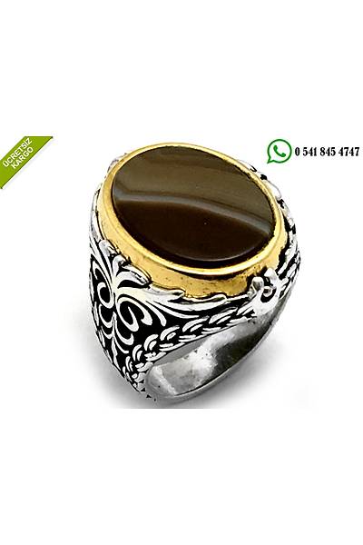 925 Ayar G�m�� �ift Tarafl� D�ner Siyah Mineli Osmanl� Tu�ral� Sedef Ta�l� Erkek Y�z�k Stok Kodu:2018369